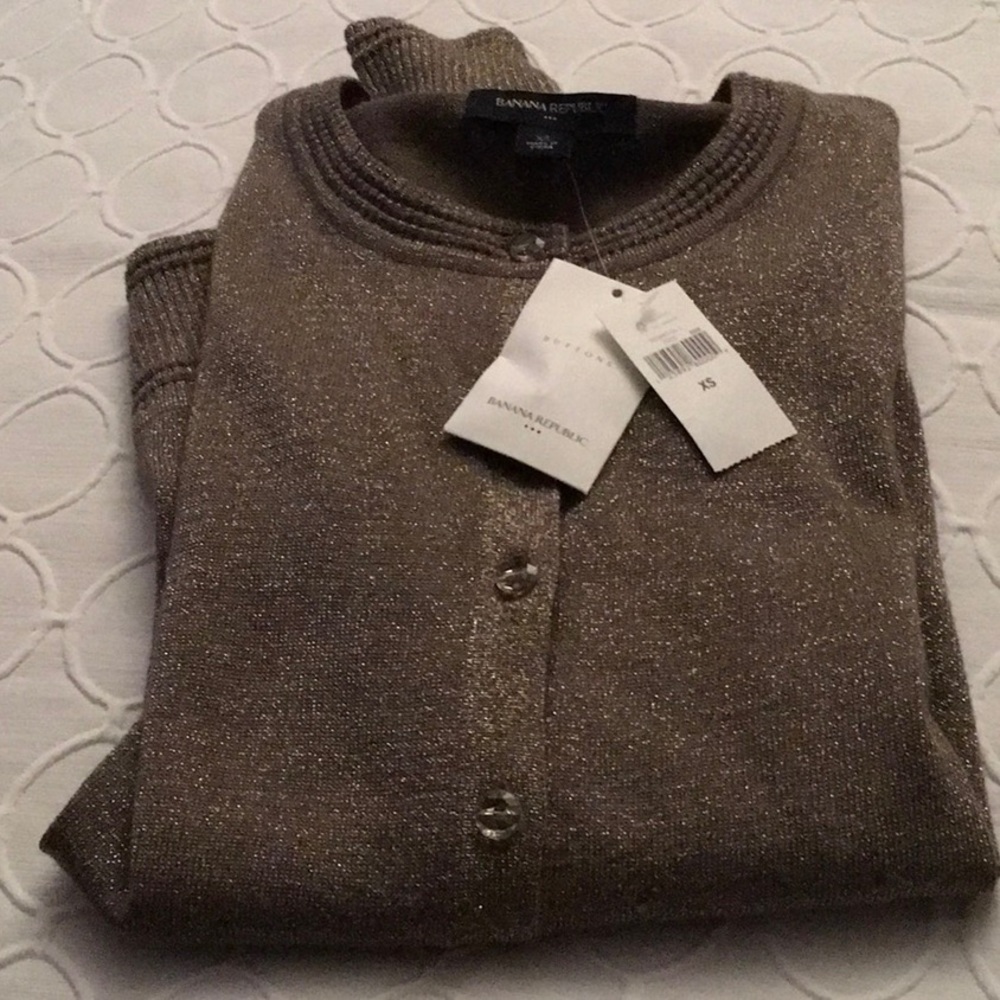 Banana Republic Metallic Gold cardigan. Size XS
